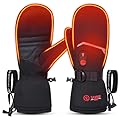 SAVIOR HEAT Heated Mittens Battery Ski Gloves, Upgraded Electric Rechargeable Mitts for Skiing Camping Hiking Arthritis Hands Men Women (S)