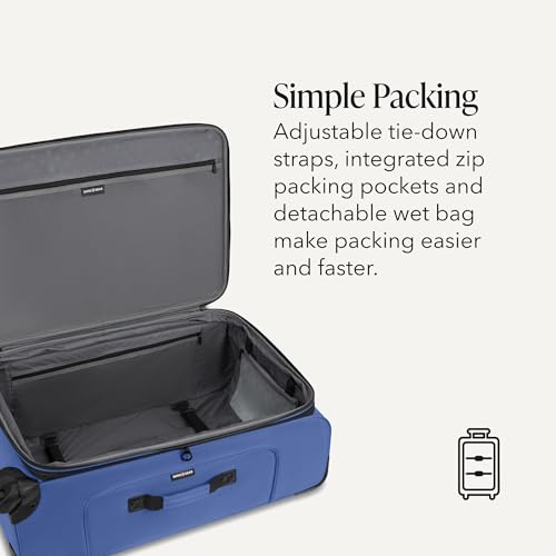 Image of SWISSGEAR Sion Large Checked Spinner Luggage, Softside Expandable, Lightweight Suitcase, Regatta, 30-Inch