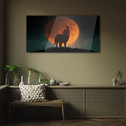 Verre trempé imprimé 100x50cm loup résistant à l'humidité pour rénovation murale