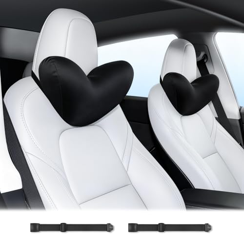 Image of Wigoo Ergonomic Slim Car Headrest Pillow with Adjustable Strap, 2-Pack