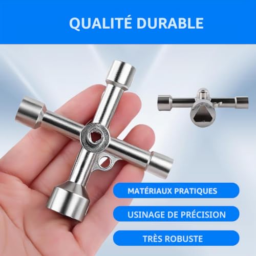 Lunpoem 2 PCS Clé Triangulaire 4 Voies 5 Tailles, 5mm/8mm/9mm/10mm/13mm Alliage Durable pour Compteur Électrique, Gaz, Eau, Armoires, Ascenseurs et Valves – vue 4