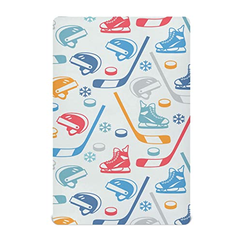 Sports Hockey Fitted Crib Sheet for Boys Girls Baby Crib Sheet Crib Mattress Sheet Mini Crib Sheets Fitted for Infant Baby,52 X 28 in