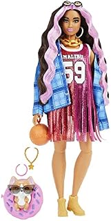 Barbie Extra Doll #13 in Basketball Jersey & Bike Shorts with Pet Corgi, 3 Year Olds & Up, Black