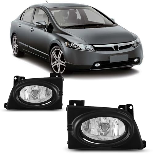 AUTOFREE Fog Lights for Honda Civic Sedan 4 Door 2006 2007 2008 with H11 12V55W Bulbs Fog Lamps Assembly Replacement Included Wiring Kits & Switch- 1 Pair (Clear Glass Lens)