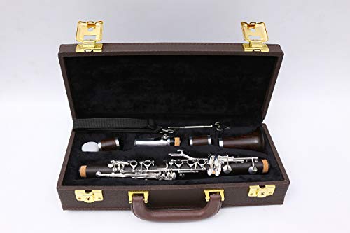 Yinfente Professional Clarinet Eb Ebony wood E key Silver Plate With Case + Reeds + Pads