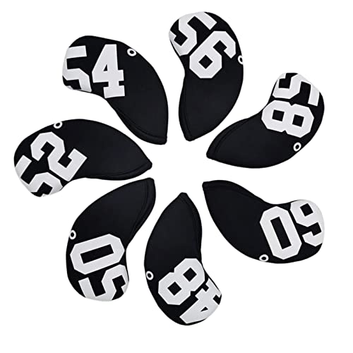 Golf Iron Head Covers 7-Piece Set for 48° 50° 52° 54° 56° 58° 60° Wedges - Black