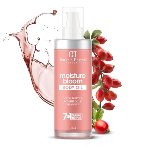 Image of Botanic Hearth Moisture Bloom Body Oil | Jojoba, Rosehip & Vitamin E Blend for Soft, Glowing Skin | Nourishing Massage Oil for Dry Skin | For Women & Men| 100ml