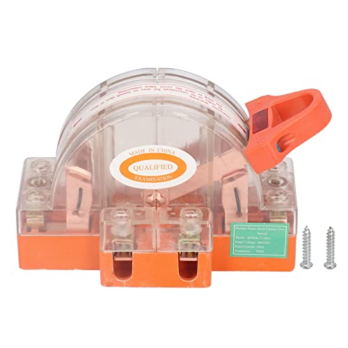 ZenithAur Double Pole Knife Switch Transparent Shell 2P 100A Safety Knife Switch with LED Indicator for Generator Power Switches