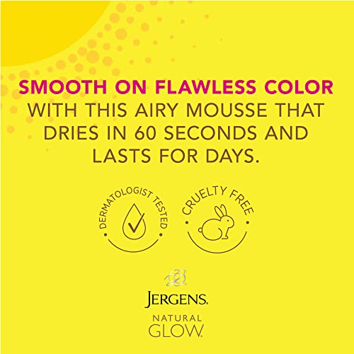 Jergens Natural Glow Instant Self Tanner Mousse, Sunless Tanning Light Bronze Tan, For A Natural-Looking Tan, 6 Ounce (2 Pack) #TOP3