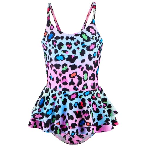 Hotfiary Girls Traje De Baño De Una Pieza con Falda Tankini Estampado Traje De Baño Hawaiano Traje De Baño De Playa De Verano 4-12A