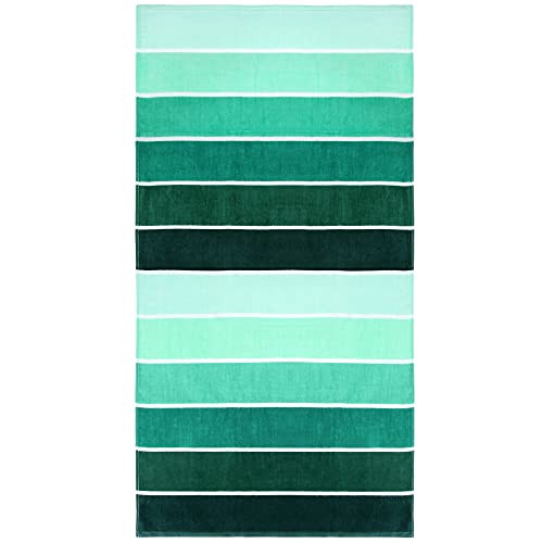 Exclusivo Mezcla 100% Cotton Large Cabana Stripe Beach Towel, Super Absorbent Soft Plush Pool Towel, Bath Towel (Gradient Green, 30"X60") #TOP3