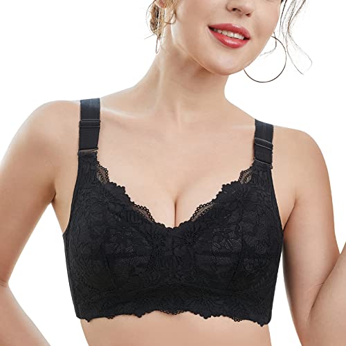 AILIVIN Sin alambre más tamaño cobertura completa sin acolchado minimizador cómodo sujetador de mujer, Negro, 80C