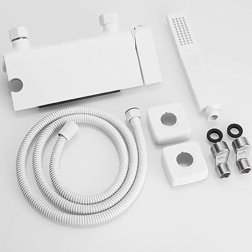 Robinet de bain cascade blanc avec douchette et mitigeur en laiton - 4