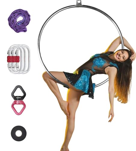 PRIORMAN Lyra Hoop Aerial Hoop Set mit Aufhängung Hardware Single Edelstahl Hoop Circus Hoop Great for Dancing Studio Aerial Fitness