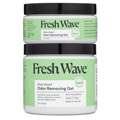 Fresh Wave Odor Removing Gel, 15 oz. & 7 oz. - Odor Absorbers for Home, Safer Odor Relief, Natural Plant-Based Odor Eliminator, Every 15 oz. lasts 30-60 Days, For Cooking, Trash & Pets