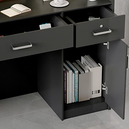Aiegle Reception Desk With Drawers & Storage Shelves, Reception Table With Private Panels, For Salon Reception Room Checkout Office, Black (47.3" L X 18.3" W X 43.3" H) #TOP5