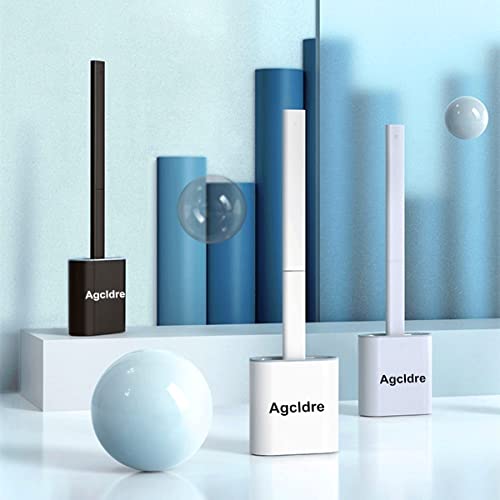 Image of Toilet Brush with Holder Silicone Toilet Brush and Cleaning Brush for Household Bathroom Toliet Brush Set (White)