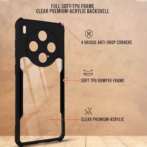 Image of Jkobi Hybrid Back Cover Case for Vivo X300 5G (Shockproof with Polycarbonate Clear Panel | Professional Black)