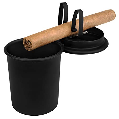 Stinky Cigar Car Ashtray, Spring Clip Holds All Cigar Sizes, Fits Any Standard Cup Holder, Matte Black #TOP7