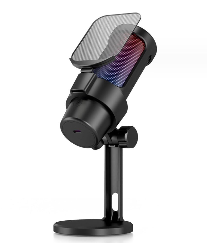 MMG Wireless Microphone | Condenser PC/USB Wireless Mic with RGB Control | Mute Touch Knob,Headphone Jack & Pop filter Stand | Use for Games, Streaming Videos,Podcasts, Ampli Games, Recording