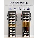 Kitsure Shoe Rack - 10-Tier Large Capacity Shoe Organizer Shelf with Dust Cover & Side Pockets, Rust-Proof Metal Shoe Rack for Closet, Entrance, Living Room, 17.5" x 12.4" x 69.3", Black - Image 4