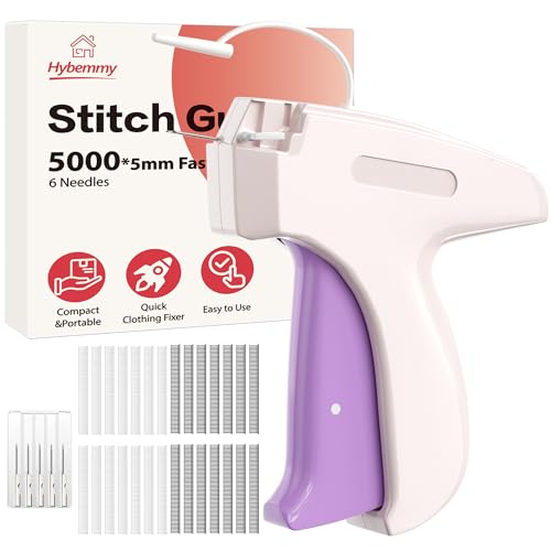Stitch Gun for Clothes Portable Handheld Tagging Gun for Clothing Stitch Quick Clothing Fixer Includes 2500 Black Fasteners & 2500 White Fasteners with 6 Needles White
