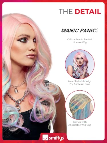 Smiffys Official Manic Panic® Unicorn Dream™ Queen Bitch™ Wig, Long Drop Curls Wig - Image 4