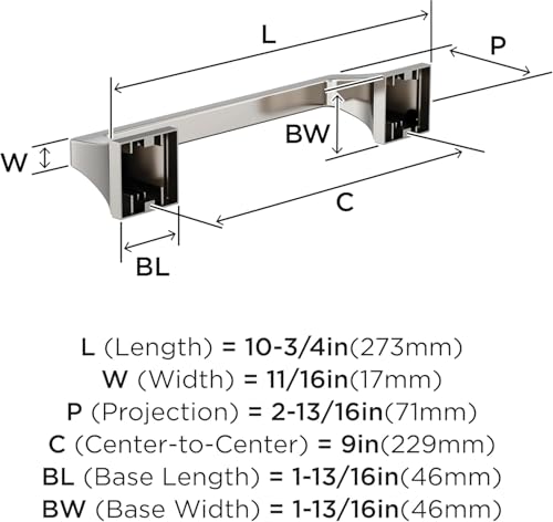 Image of Amerock Mulholland 9 inch Polished Nickel Towel Bar