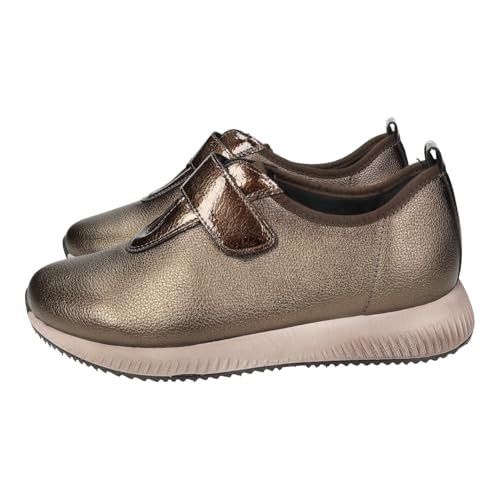 Doctor Cutillas - Zapato Casual para Mujer,con Suela de Goma,Plantilla Extraible,Cierre adesivo,Brillo,cuña, para: Mujer Color: Bronce Talla:38
