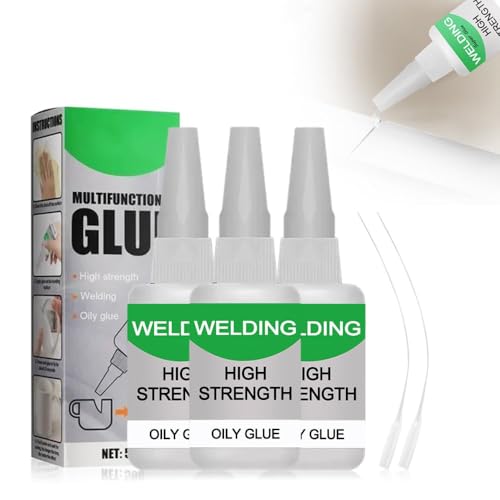Pegamento aceitoso para soldar, extra fuerte, resistente al agua, pegamento para zapatos, en lugar de taladrar, extrafuerte, para plástico, metal, cerámica, piel, resina (3 unidades)