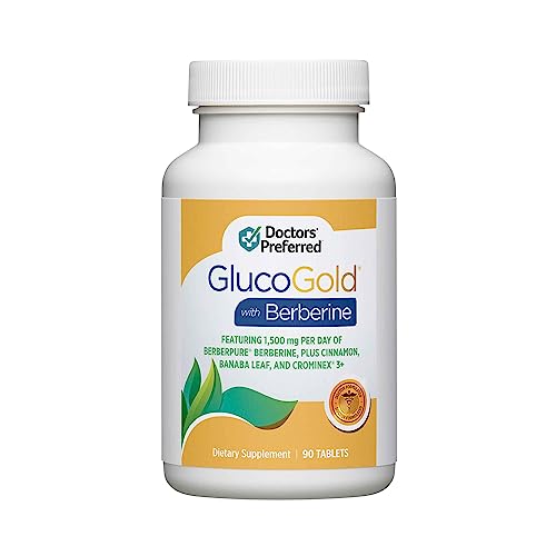 DOCTORS' PREFERRED GlucoGold with Berberine, Concentrated Cinnamon, Chromium, Banaba Leaf Extract (90 Tablets)