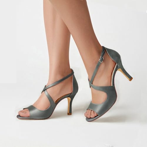 Image of ELEGANTPARK Peep Toe Strappy Heels for Women Satin Wedding Dress Sandals | Adjustable Cross Strap, 3.5 Inch High Heel Peep Toe Shoes for Bride, Wedding Guests, Bridesmaid, Formal, Prom, Evening Party