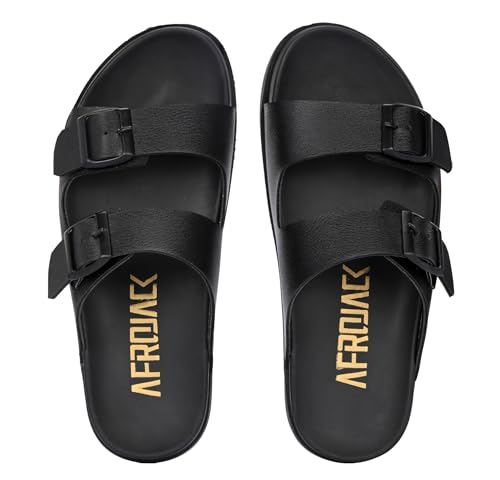 Image of AFROJACK Men's Sandals | Casual Sandal /Slippers For Men With PU Upper | Comfortable Sole Stylish & Durable Design | Slip-on Style | Light Weight, s4500
