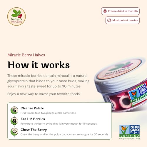 The Travel Jar, Miracle Berry As Seen On TV & Tiktok, Premium Ledidi Fruit By Nature's Wild Berry, Turn Sour Sweet With Flavor Changing Berries aka "Magic Berries"