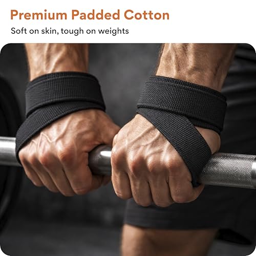 Image of FOVERA Weight Lifting Straps | Wrist Support for Gym & Powerlifting | Anti-Slip Hand Grip Enhancer for Deadlifts, Rows & Pull Ups | Adjustable Workout Accessories for Men & Women (1 Pair)