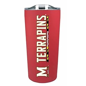 Campus Colors NCAA Stainless Steel Tumbler perfect for Gameday – 18 oz – Double Walled – Keeps Drinks Perfectly Insulated (Maryland Terrapins – Red)