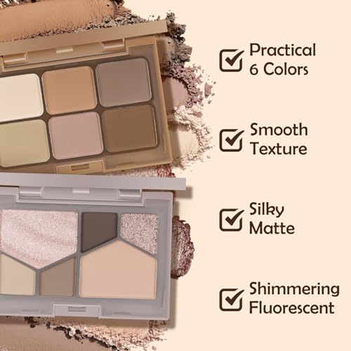 Boobeen 6 Colors Nude Eyeshadow Palette, Matte Shimmer Eyeshadow Makeup Palette for Neutral Smokey Bronze Eye Makeup - Image 4