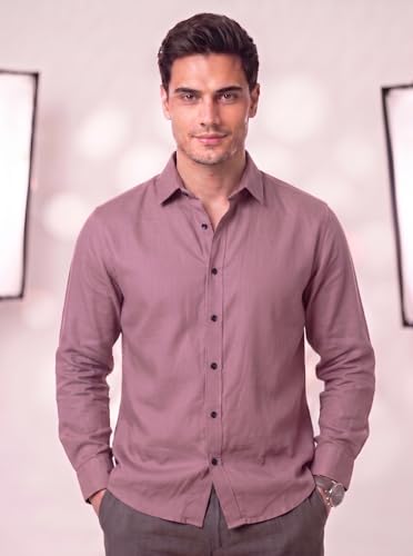 Image of Men's Cotton Blend Solid Casual Shirt Regular Fit Full Sleeve Shirt for Men Plain Formal & Casual Wear Collared Button Down Shirt