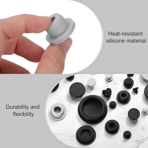 Image of uxcell 30 Pcs Hole Plugs, Heat Resistant Silicone Flush Type Fastener Hole Cover Plug for 16mm(5 /8 Inch) Hole, Round Snap Locking Tubing Plug Hole for Furniture Cabinet, Grey