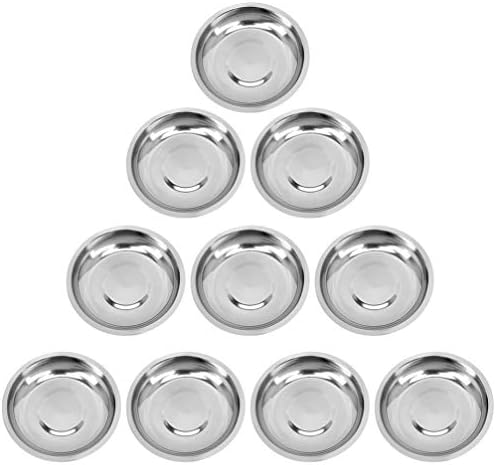DOITOOL Food Containers 10Pcs Stainless Steel Appetizer Plates Round Seasoning Plates Mustard Dessert Dishes (8cm) Japanese Snacks