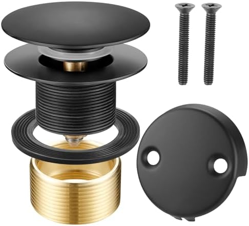 Amazon.com: Matte Black Bathtub Drain Tip-Toe Tub Trim Set with Two ...