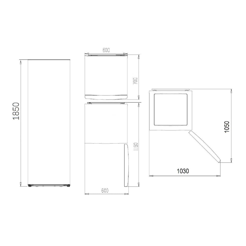 Aspes Refrigerador Inox, 1 Puerta. AR185601ENFDX, Capacidad 359 Litros, No Frost, Multi Air Flow, 40dB, Puerta Reversible, Apertura Tirador, Clase E