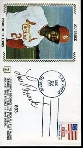Lou Brock Signed Psa/dna 1977 Fdc Certified Autograph Authentic - MLB Cut Signatures