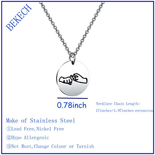 BEKECH ASL Necklace Friendship in Sign Language Charm Pendant Necklace Sign Language Jewelry ASL Friendship Gift ASL BFF Gift2