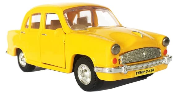 Image of Made of Non Toxic Plastic Toys Ambassador Car, Pack of 1, Pull Back Action Toys, with Soft Edges Around 15 CM in Length & 100 gram. Color (Yellow)