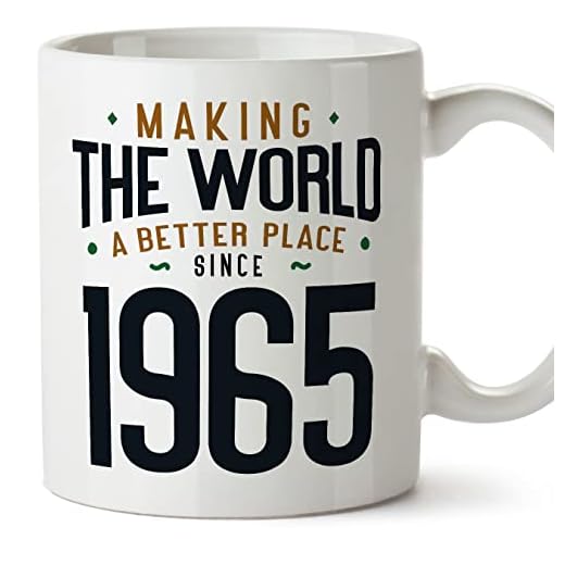 MUGFFINS Tazas 1965 Cumpleaños - En Inglés - Making the World a Better Place - 11 oz / 330 ml - Regalo original y divertido