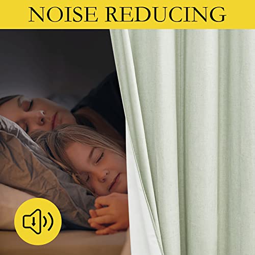 NICETOWN 100% Blackout Sage Green Linen Cold Blocking Curtains 90 inches Length with Thermal Insulated Liners, 2 Panels, 52 inches W, Farmhouse Style Room Warming Small Window Drapes for Dining Room by NICETOWN - Used condition - Image 3