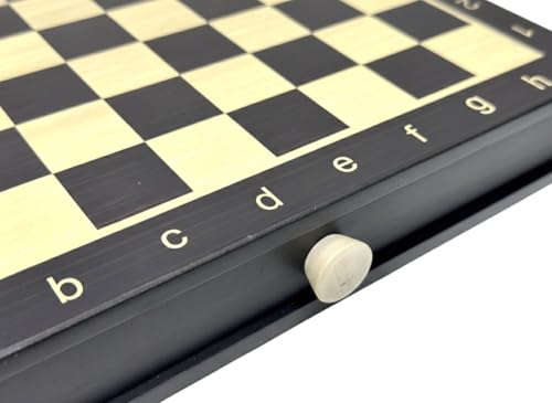 Image of PALM ROYAL HANDICRAFTS 11.5 x 11.5 Inches Handmade Drawer Wooden Chess Board Set Made with Engineered Wood | Inbuilt Storage Compatment for Chessmen - (11.5 X 11.5 Inches) Black.