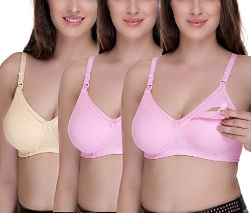 Sona Women's Cotton Minimiser Nursing Bra (FEEDINGBRA-04-PINK-PINK-SKIN-95B Pink-Skin_38)