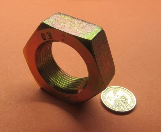Grade 8 Zinc Yellow Chromate Plated Hex Nuts 1 1/2"-12 Thread x 2.25" W x 27/32" H